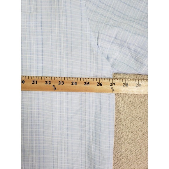 Campia Moda Shirt Mens 2XLT XXL Tall Blue Plaid Rayon Short Sleeve Pocket Button - Picture 7 of 11
